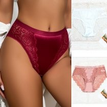 Fashion Lace Spliced Mid-rise Panties--2 Piece/Set