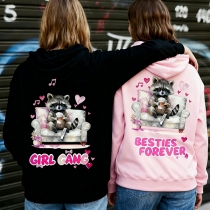 Fashion Cartoon Printed Girl Gang Hooded Sweatshirt for Best Friends