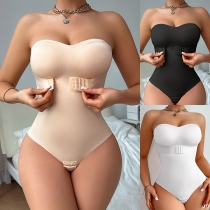 Fashion Strapless Solid Color Slim-fit Corset Bodysuit
