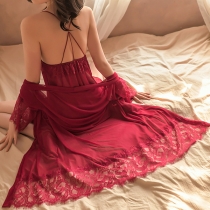 Sexy Lace Spliced Two-piece Nightwear Set