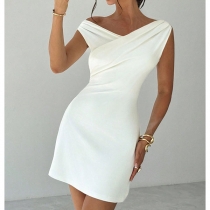 Fashion Irregular Neckline Sleeveless Bodycon Dress