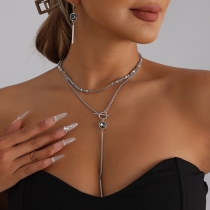 Fashion Square Rhinestone Pendant Necklace/Drop Earrings