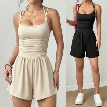 Fashion Square Neck High-rise Romper