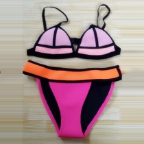 Sexy Contrast Color Neoprene Bikini Set
