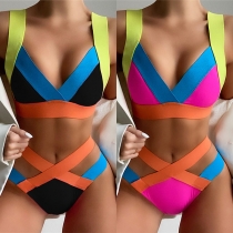 Sexy Contrast Color Neoprene Bikini Set