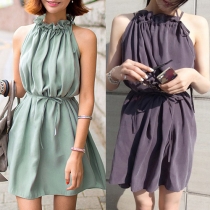 Elegant Solid Color Off-shoulder Loose Dress