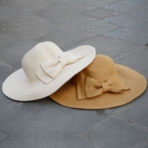 Sweet Bowknot Wide Brim Sunscreen Sun Hat Straw Hat