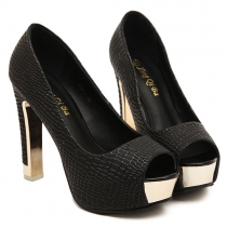Elegant Thick High-heeled Peep Toe Shoes