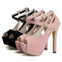 Elegant Crossover Ankle Strap High-heeled Peep Toe Sandals