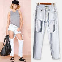 Fashion High Waist Distressed Relaxed-fit Boyfriend Jeans