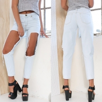 Western Style High Waist Distressed Relaxed-fit Boyfriend Jeans