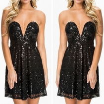 Sexy Sequined  Sweetheart  Backless High-waist Party Dress