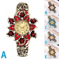 Bohemian Style Colorful Crystal Flower Rhinestone Bracelet Watch