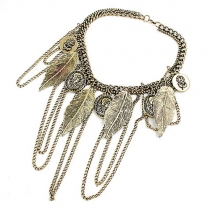 Vintage Style Tassels Leaves Pendant Necklace