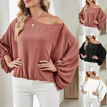 Sexy Backless Long Sleeve Solid Color Tops