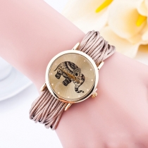 Fashion Braided Leather Watch Band Round Dial Quartz Watches