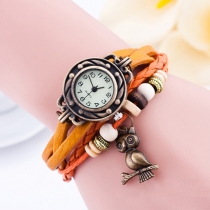 Vintage Owl Pendant Braided Bracelet Watch