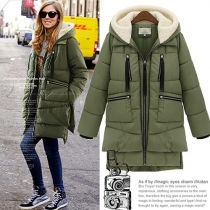 Fashion Solid Color Hooded Warm Down Jacket