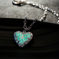 Fashion Luminous Hollow Out Heart Shaped Pendant Necklace