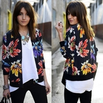 Ethnic Style Printed Long Sleeve Stand Collar Jacket