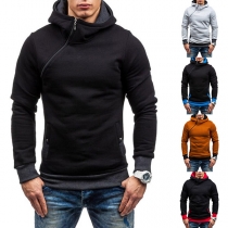 Fashion Long Sleeve Hooded Solid Color Men's Sweatshirt