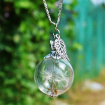 Fresh Style Dandelion Glass Drift Bottle Pendant Necklace