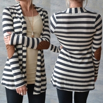 Fashion Long Sleeve Open-front Striped Cardigan