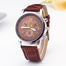 Fashion PU Leather Watch Band Round Dial Quartz Watches