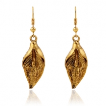 Retro Gold-tone Leaf-shaped Earrings