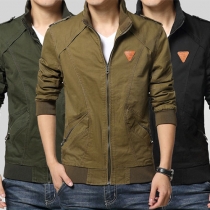 Fashion Solid Color Long Sleeve Stand Collar Slim Fit Men's Jacket