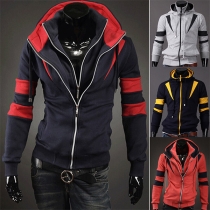 Fashion Contrast Color Long Sleeve Hooded Men's Coat Hoodies