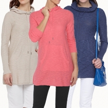 Fashion Solid Color Long Sleeve Hoodies