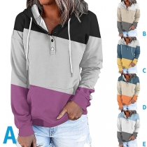 Fashion Contrast Color Long Sleeve Women's Hoodies