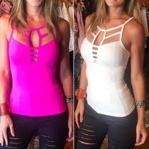 Sexy Hollow Out Solid Color Cami Tops