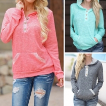 Fashion Solid Color Long Sleeve Casual Hoodies
