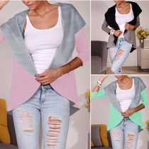 Fashion Contrast Color 3/4 Sleeve Lapel Cardigan