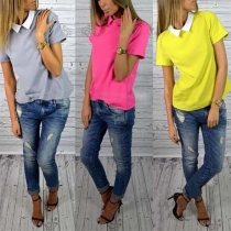 Fashion Solid Color POLO Collar Short Sleeve Shirt