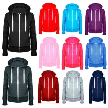 Fashion Solid Color Long Sleeve Couple Hoodies