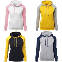 Fashion Contrast Color Raglan Sleeve Hoodies