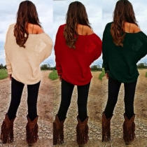 Fashion Solid Color Long Sleeve High-low Hem Loose T-shirt