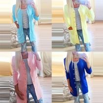 Fashion Round Collar Single-breasted Candy Color Blazer