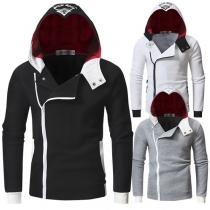 Fashion Solid Color Long Sleeve Men's Hoodies