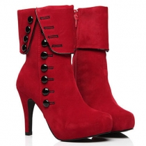 Fashion Round Toe Platform High-heeled Ankle Boots Booties