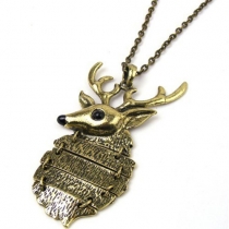 Retro Sika Deer Pendant Sweater Necklace