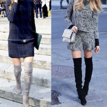 Fashion Pointed Toe Thick High-heeled Over The Knee Boots