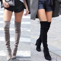 Fashion Thick High-heeled Pointed Toe Over The Knee Boots