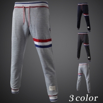 Fashion Contrast Color Elastic Waist Men's Casual Sports Pants
