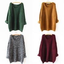 Fashion Long Sleeve Round Neck Loose Knit Sweater