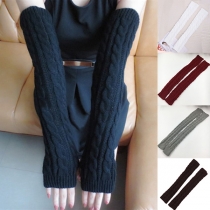Fashion Solid Color Fingerless Knit Long Gloves