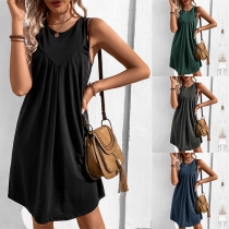 Sexy Deep V-neck Sleeveless Solid Color Mini Dress